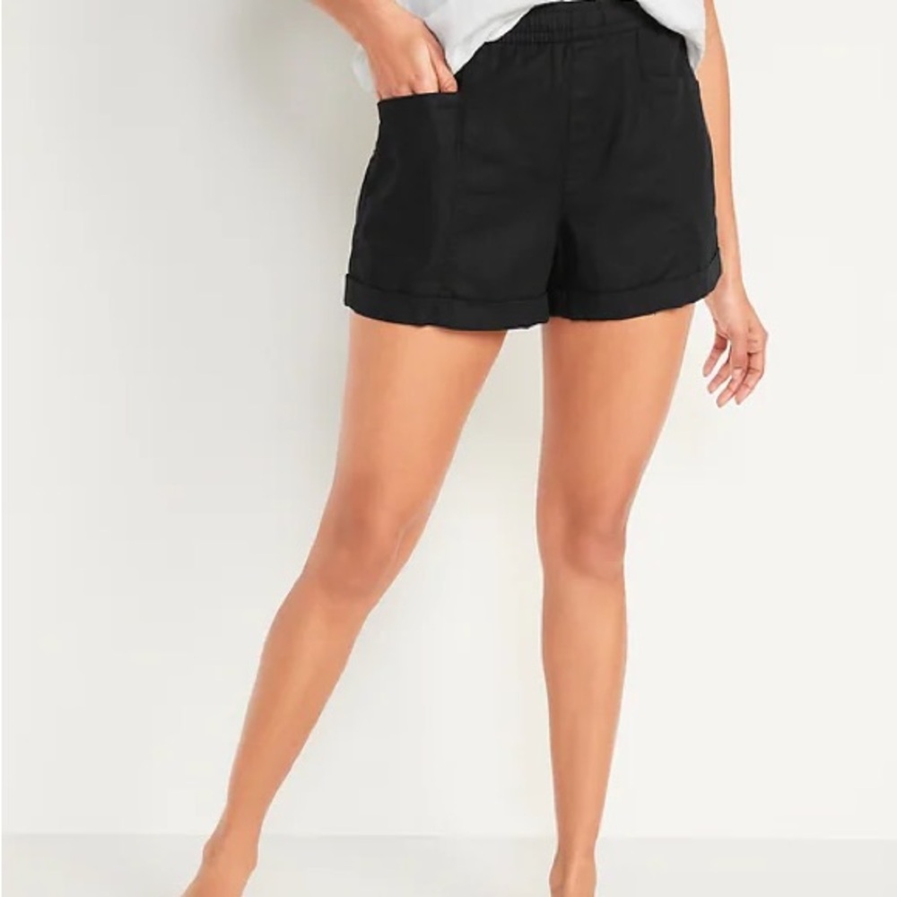 Old Navy Women's High Waist Black Linen Shorts